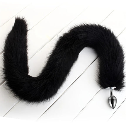 78cm Red Long Fox Tail Anal Plug Metal Butt Plug Prostate Massager Erotic Cosplay Accessories Adult Novelty Sex Toys For Couples