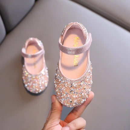 Autumn Girls Rhinestone Leather Shoes 2022 Spring Pearl Bow Princess Shoes Soft Children Baby Toddler Single Shoes G06