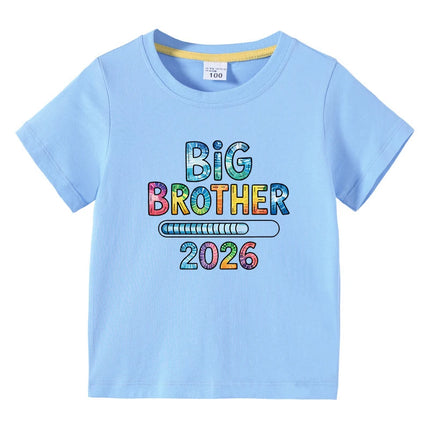 Children's T-shirts 2026 New Design Original Letter Kids Fasion Tops Big Brother Printed Boys Pure Cotton Tees Kids O-Neck Tops
