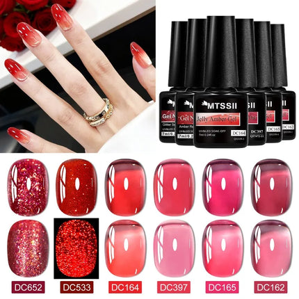 6pcs Jelly Gel Nail Polish Set All-Season Nails DIY Nail Art UV/LED Painting Varnish Gel Manicure Kit Long Lasting Nail Supplies