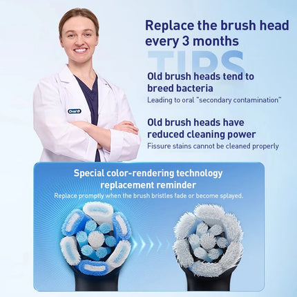 Oral-B iO3 Electric Toothbrush Black 1 Handle+Charger+4 Replacement Heads
