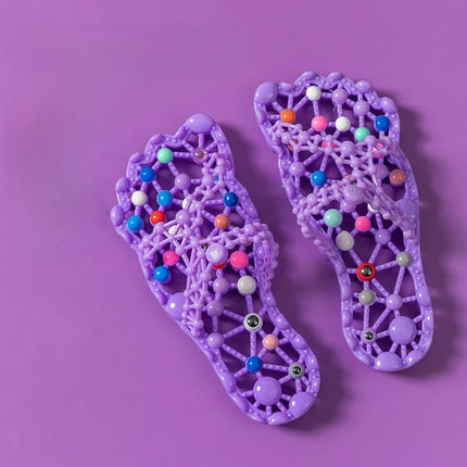 Massage Slippers for Women, Foot Bottom Granules Health Therapy, Anti-Slip Bathing Quick-Drying Indoor Home Bathroom Shoes