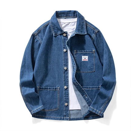 Men's Spring New Loose Fit Flat Foot Casual Shirt Multi-Pocket Design Japanese Workwear Top Comfortable Loose Style