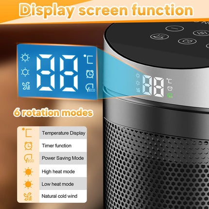 Electric Heater 1500W Space Heater Indoor Energy Saving Hot Air Heater With Remote Control Timer Warmer For Office Home