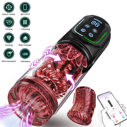 Sex Toys for Men Penis Pump AI Sync Male Pocket Masturbator with 7 Thrusting Rotating Vibrating, Penis Enlarger Masturbation Cup
