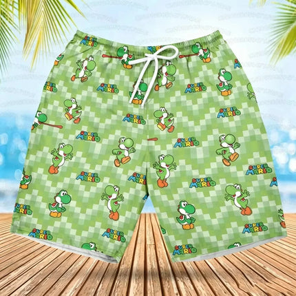 Summer Quick-Drying Beach Shorts Yoshi Mario Printed Swimming Pools Gyms and Outdoor Sport Shorts for Beach