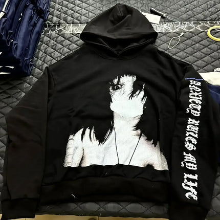 Harajuku Drolandmiller Green Kiss Hoodies Women Gothic Punk Streetwear Grunge Sweatshirt Oversized Hip Hop Hoodie Y2k Clothes