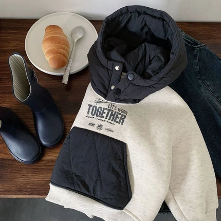 2025 Autumn Winter Children Velvet Sweatshirt Toddler Hooded Tops Kids Clothes Boys Girls Casual Pullover Letter Hoodies