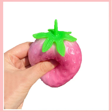 Simulated Color-changing Strawberry Squishy Fruit Hand Anti-stress Squeeze Ball Decompression Toys for Children Sensory Autism