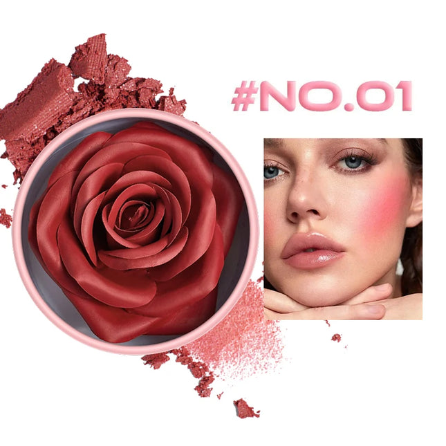 4-Color Rose Petal Blush,Waterproof Blush Cream,Natural Finish,Light Coverage,Perfect Gift for Christmas and Valentine's Day