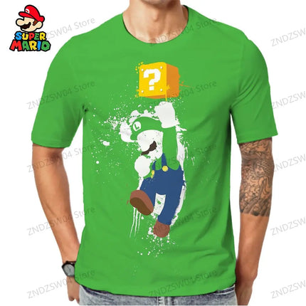 Fashion Parent-child Wear Oversize Men's Children's T-Shirt Tops 2026 Y2k Super Mario 110-6XL Streetwear Anime Mens Clothes Man