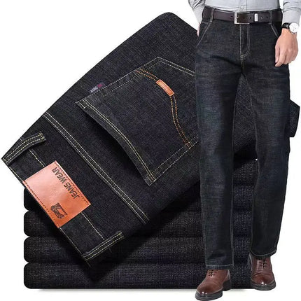 Business Jeans Men Straight Versatile Youth Middle-aged Denim Cheap Work Site Electric Welding Mason Bricklayer Pants Fashion