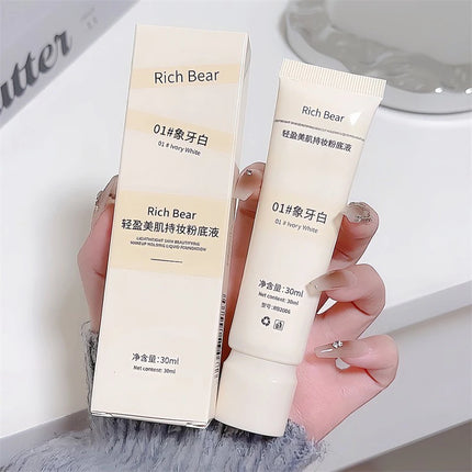 Moisturizing Liquid Foundation Ivory White Natural Color BB Cream Waterproof Lasting Base Concealer Lightweight NonSticky Makeup