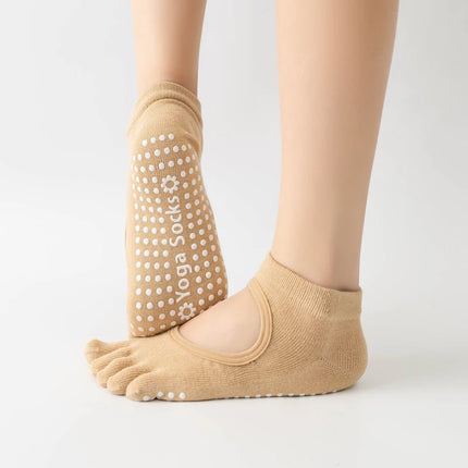 Women Five Toes Backless Yoga Socks Cotton Anti-Slip Indoor Fitness   Pilates Socks Ladies Ballet Dance Sports Socks Slipper