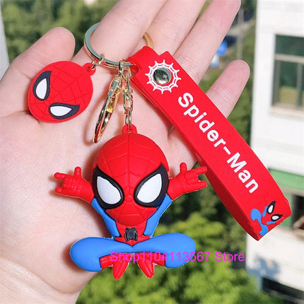 New Q Style Spider Hero Keychain Cartoon Super Heroes Deadpool Cute Doll Keyring Ornament Key Chain Pendant Kids Toys Gifts