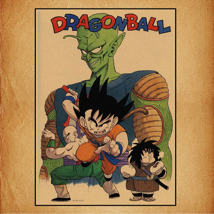 Japanese Surrounding Anime Retro Dragon Ball Poster Goku Gohan Vegeta Piccolo Friza Canvas Painting Print Wall Art Children Gift
