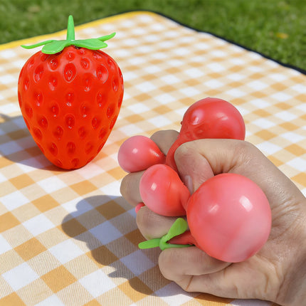 2026 Strawberry Squishies Toys Fruit Sensory Balls Simulation Strawberry Fruit Squeeze Toys for Kids Adults Autism Birthday Gift