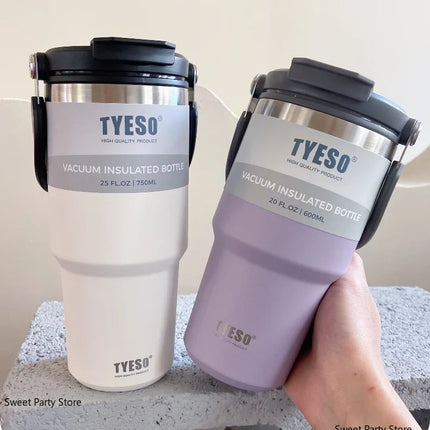 Tyeso 600/750/900/1050/1200ML Stainless Steel Thermos Bottle Car Coffee Cup Sports Water Bottles Keeps Cold and Heat Thermal Mug