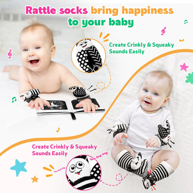 1 Set Baby Rattles Toys Infant Toys 0-6 Months  Cute Stuffed Animals Wrist Rattle Foot Finder Socks Newborn Toys Baby boy Gifts