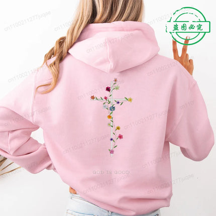 Autumn Casual Women's Hoodie Sweatshirts Christian Warm Clothes Jesus Hoodie with Words on Back Fashion Street Female Pullovers