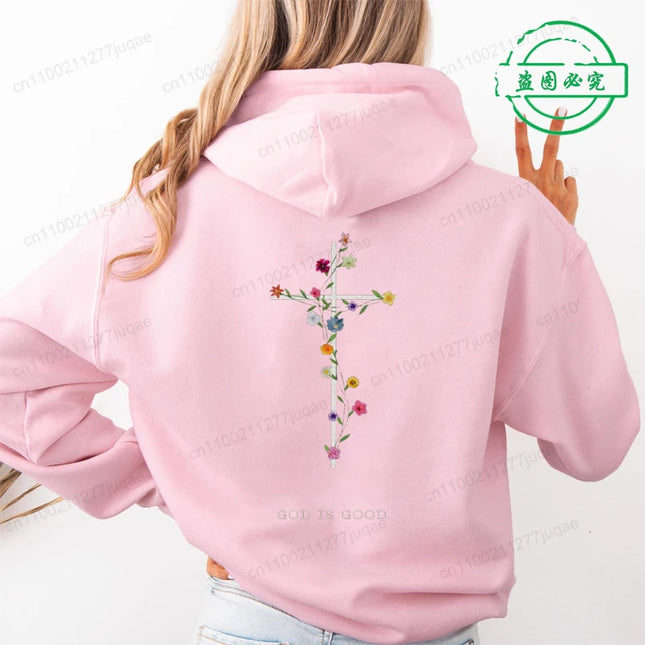 Autumn Casual Women's Hoodie Sweatshirts Christian Warm Clothes Jesus Hoodie with Words on Back Fashion Street Female Pullovers