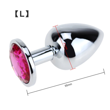 Metal anal plug sex toy round anal trainer gemstone anal massage adult products suitable for gay or male and female masturbation