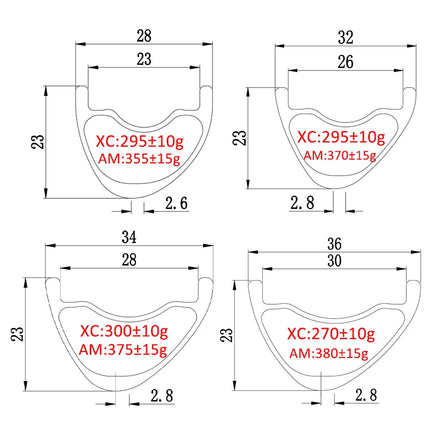 29er MTB XC AM 270g-465g Carbon Rim 28/30/32/34/35/36/38/40 Wide 23/25/28/30mm Deep Symmetric or Asymmetric UD 24/28/32/36Hole