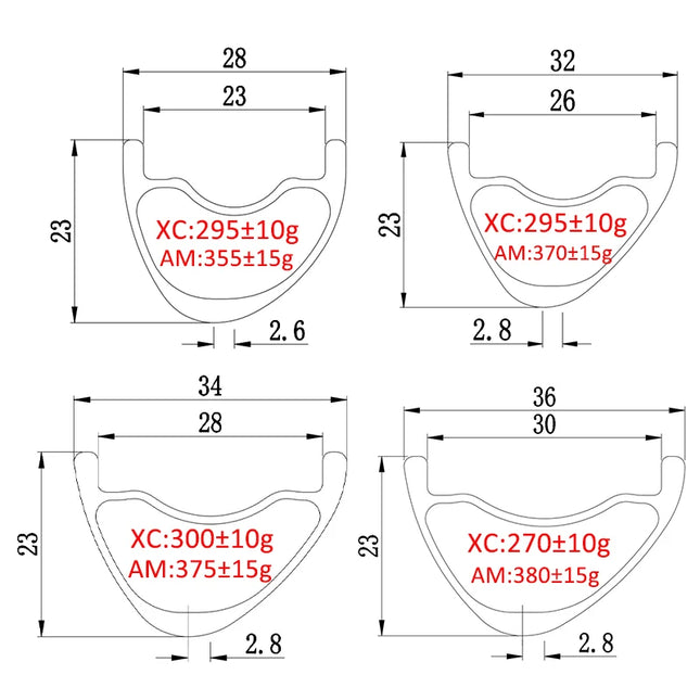 29er MTB XC AM 270g-465g Carbon Rim 28/30/32/34/35/36/38/40 Wide 23/25/28/30mm Deep Symmetric or Asymmetric UD 24/28/32/36Hole