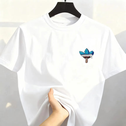 2026 New Best-selling Korean Street Pure Cotton Cartoon Printed Round Co Mfortable and Loose Men's and Women's T-shirts Tops