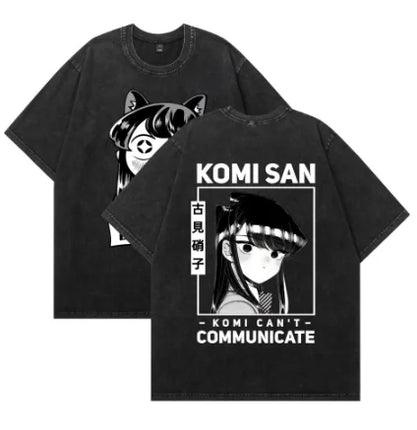 Shouko Komi Anime Lover Washed T-shirt personality Clothes Oversized Unisex Year round clothing high quality hot product Couples