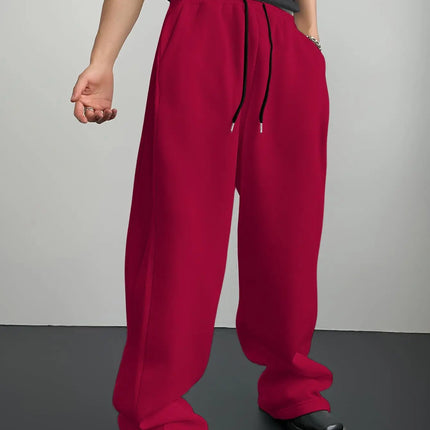 Men's Solid Color Straight Leg Jogging Pants, Suitable for Casual Sports Such as Running, Gym, and Outdoor Activities