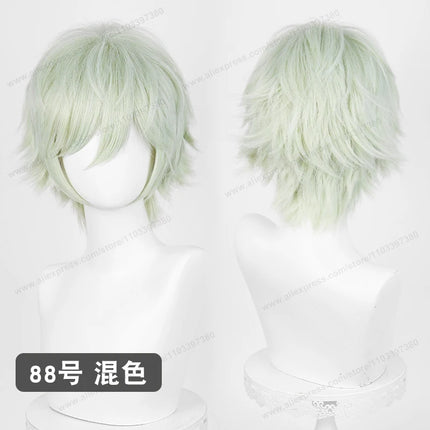 Anime Upgraded 32cm Short Flipped Ends Cosplay Wig Green Blue Purple Pink Man Women Heat Resistant Synthetic Hair