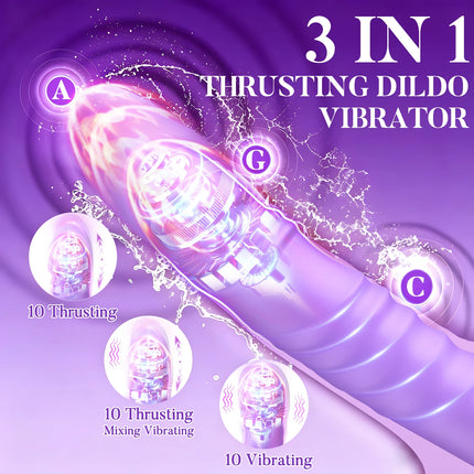 AIERLE Thrusting Vibrator G Spot Anal Dildo with 10 Vibrating 10 Thrusting Liquid Silicone Vaginal Massage Clitoris Stimulator