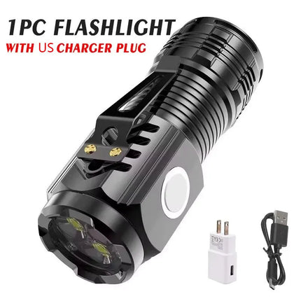 Mini 3 LED Flashlight With Pen Clip，Night Walking, Portable Brightness,Rechargeable Waterproof Emergency Spotlight Outdoor Torch