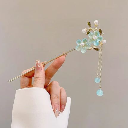 New Chinese Style Hair Stick for Women Flower Tassel Hairpin Women Ancient Style Hair Stick Ornament Hair Insert Accessories