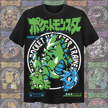 anime Pokémon Tyranitar pixel style Graphic Unisex Tshirt，high quality 100%cotton O-neck Y2k Harajuku summer Men fashion Shirt