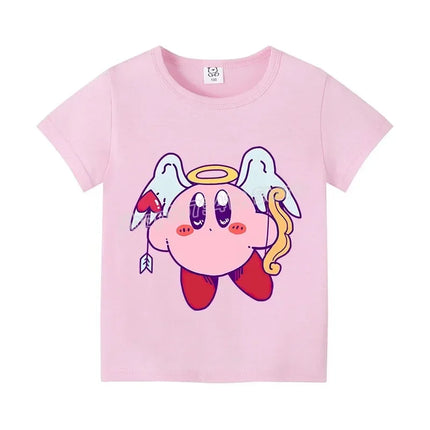 Star Kirbys Summer Short Sleeve Kid Cute T-shirt Colorful Tops Baby Cartoon Fashion Tee Kawaii Game Boy Girl Casual Clothes Gift