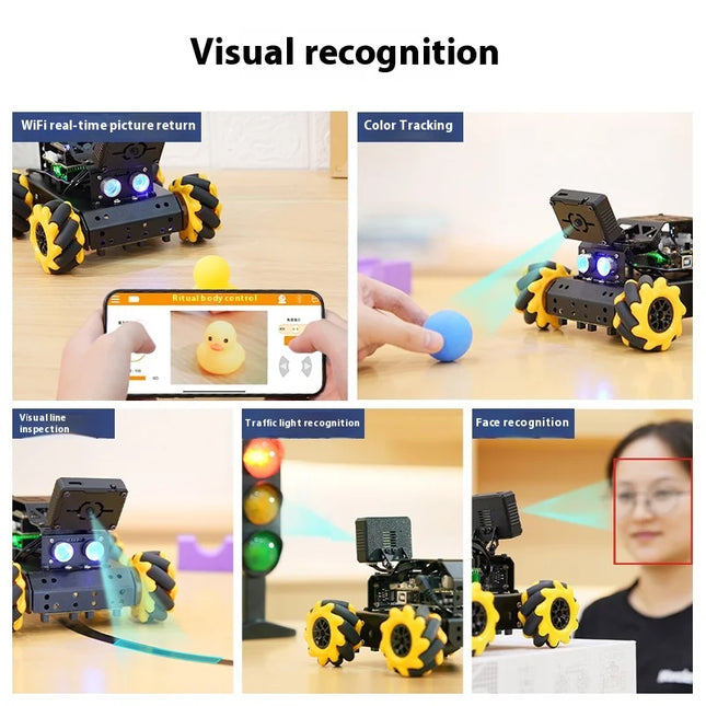 Arduino Intelligent Car Miniauto Omni-Directional Wheat Wheel Ai Vision Recognition Tracking Uno Programming Robot Toys Gifts