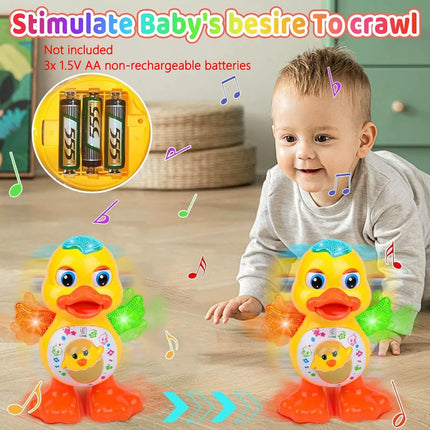 Electric Dancing Duck Toy Musical Walking Swing Duck with Flashing Lights Interactive Early Educational Toys for Kids Boys Girls
