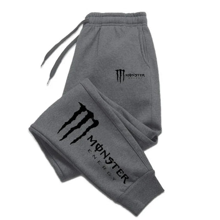 Monster Energy Letter Print Multi-functional Drawstring Casual Pants Men's Loose Fit Straight-Leg Sports Pants