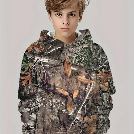 Camouflage Hunting Hoodies Forest Print Boy Clothes Outdoor Sports Long Sleeve Trip Tactical Training Esweatshirt Kids Clothing