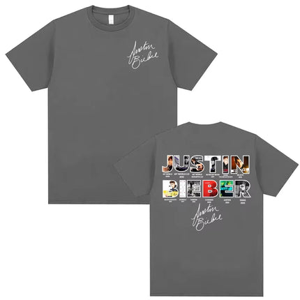 Justin Bieber New Album Cover 2025 Merch T Shirt Unisex Clothing Fashion 90s Vintage Style T-shirts Cotton Oversized T-shirt