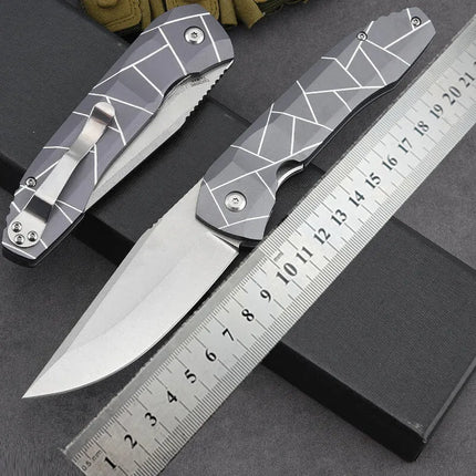 Free Wolf K199 Pocket Folding Knife D2 Blade Aluminium Alloy Handle Bearing Flipper Camping  Outdoor Survival EDC Utility Knife