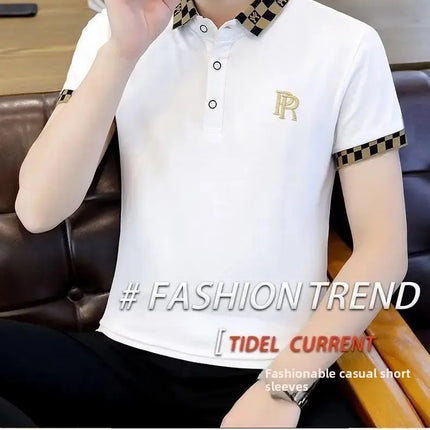 Summer Polo Shirt Men's Short Sleeve T-Shirt Turn-down Collar Casual Half Sleeve Cotton-feel Top 2025 Summer Collection High-end