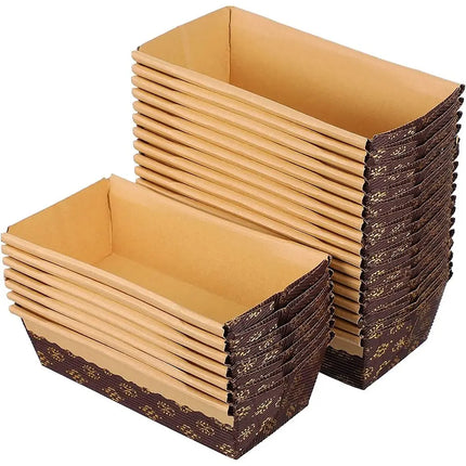 25PCS Brown Paper Baking Loaf Pan Rectangle Tray Brownie Toast Boxes Baking Tool For Wedding Party Accesseries