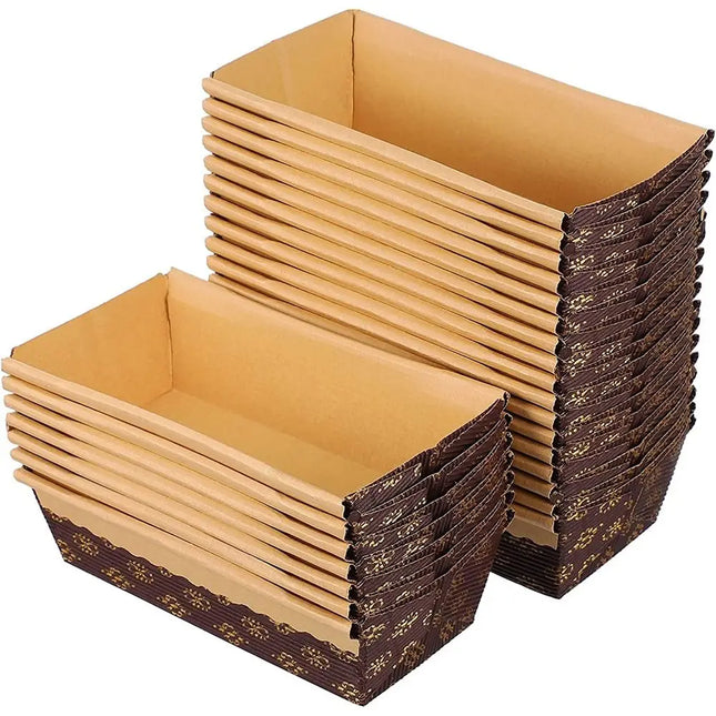 25PCS Brown Paper Baking Loaf Pan Rectangle Tray Brownie Toast Boxes Baking Tool For Wedding Party Accesseries