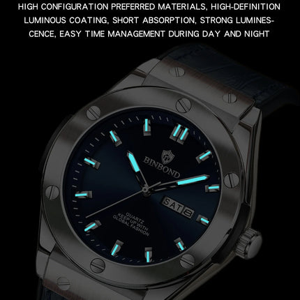 BINBOND Top Brand Business Classic Men's Watches Waterproof Date Week Luxurious Luminous Multifunction Fashion Male Quartz Watch