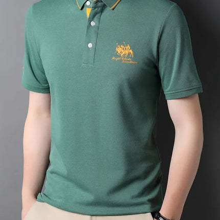 2024 High Quality Men's Cotton Embroidered Polo Shirt Summer New High-end Business Casual Lapel Short Sleeve T-shirt