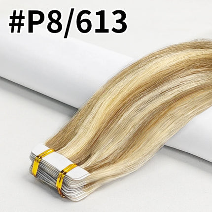 Tape In Human Hair Extensions Natural Straight Hair Extensions 1B Black Brown Blonde 100% Remy Skin Weft Adhesive Glue On