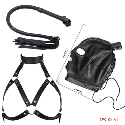 Adult Supplies Alternative Hood Wig Anonymous Mask RolePlay Stage Props Bondage Lingerie Spanking Snake Whip Sexy Toys For Women